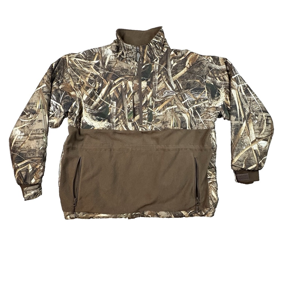 Drake Men's XL Hunting Realtree Camo 1/4 Zip Fleece Pullover Jacket SEE DESCRIPT